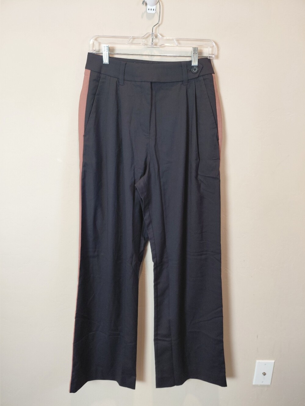 WILDFANG The Empower Wide Leg Trouser Pant Womens 4 Black Rose Brown NWOT